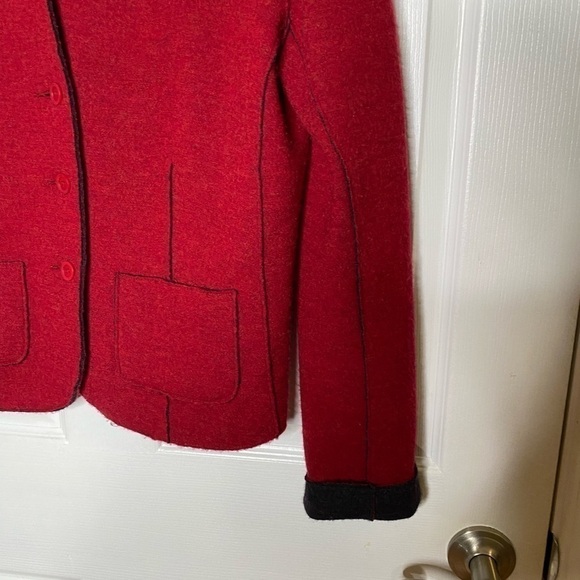 EILEEN Fisher Red Wool Sweater Cardigan Size Medium - Picture 4 of 6